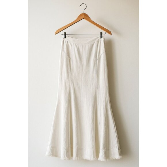 Madewell Dresses & Skirts - Madewell Fluted Midi Skirt Women’s 25 Tile White Cotton Denim Raw Hem Flared NWT